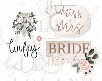Bride to be/ Ms to Mrs/ Wifey/ bridal shower cookie cutters
