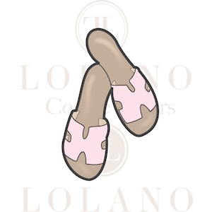 May include: Two pairs of brown leather sandals with pink straps. The sandals have a simple design with a single strap across the top of the foot and a small buckle on the side.