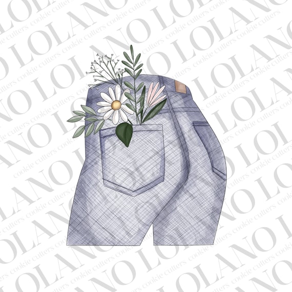 Jeans with florals cookie cutter