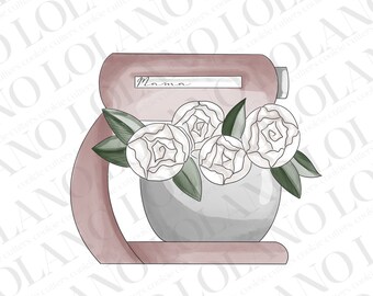 Baking mixer with florals cookie cutter