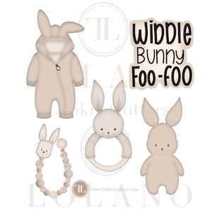 Baby bunny outfit cookie cutter set