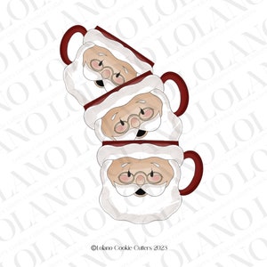 Stacked Santa Mugs Cookie Cutters set of 3