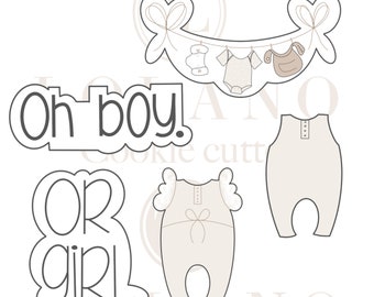 Gender reveal/ baby shower cookie cutter set