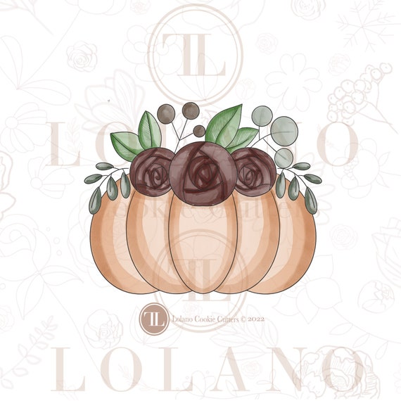 Pumpkin with florals cookie cutter