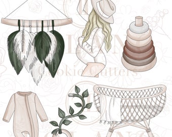 Foremki do ciastek na baby shower w stylu boho