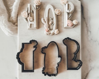 HOP Easter letters with florals cookie cutter set of 3