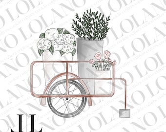 Vintage flower cart cookie cutters