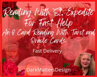 Lectura de Tarot con St. Expedite para ayuda rápida, una lectura de 8 cartas con cartas de Tarot y Oracle, St Expedite, Quick, Emergency