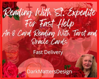 Lectura de Tarot con St. Expedite para ayuda rápida, una lectura de 8 cartas con cartas de Tarot y Oracle, St Expedite, Quick, Emergency