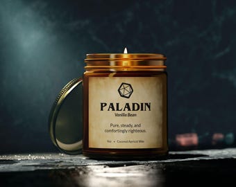 Paladin D&D Candle: Vanilla Bean Scented, Geeky Dungeons and Dragons Inspired Gift