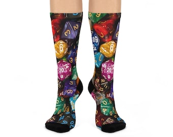 D&D Dice Crew Socks: Colorful Dungeons and Dragons Tabletop Gamer Socks