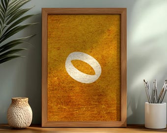 Golden Ring: Minimalist Fantasy Geeky Wall Art Print Decoration (8"x10")