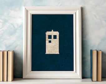 Timey-Wimey Police Box: Minimalist Sci-Fi Wall Art Print Decoration (8"x10")