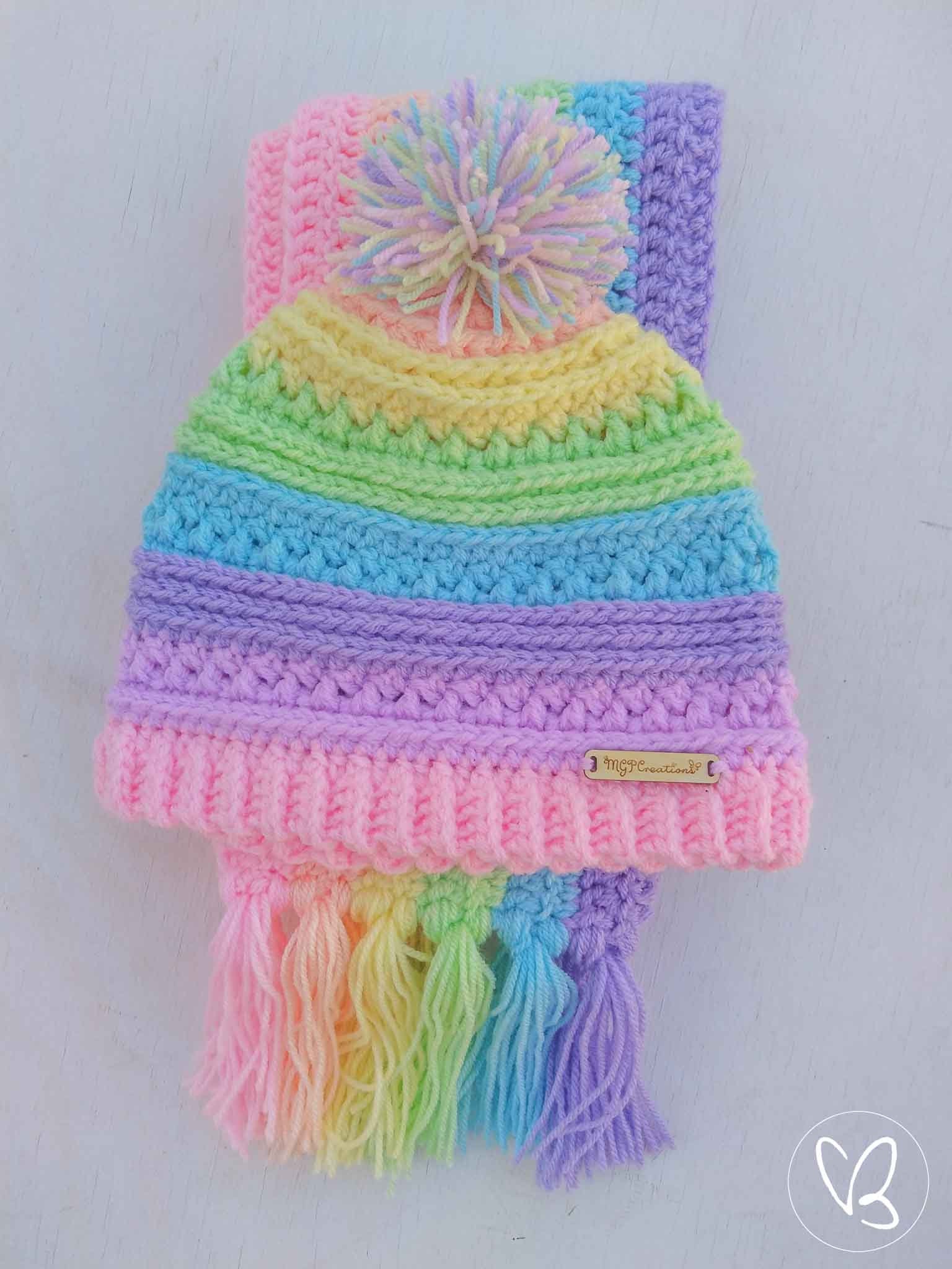 Rainbow Tasseled Scarf Pastel Rainbow Tasseled Scarf Winter Etsy