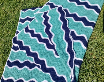 Cotton Crochet Blanket, Ripple Blanket, Crochet Blanket, Baby Blanket, Lap Blanket, Bed Blanket, Pram Blanket, Made To Order