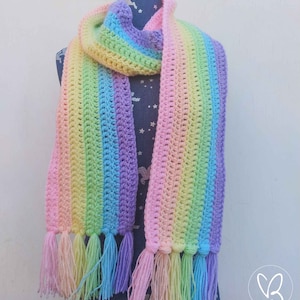 Rainbow Tasseled Scarf, Unicorn Scarf, Pastel Rainbow, Tasseled Scarf, Winter Scarf, Rainbow Scarf, Unicorn Inspired, Premium Quality Yarn Adult Size