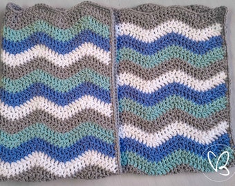 Crochet Baby Blanket, Ripple Blanket, Crochet Ripple Blanket, Baby Blanket, Nursery, Cot Blanket, Pram Blanket, Newborn, Made To Order