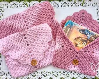 Book Sleeve | Crochet Crochet Book Sleeve | Book Cover | Ready Made | Scalloped Edge | Crochet Book Cover