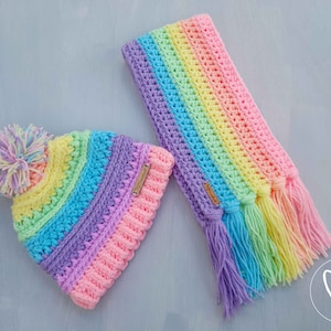 Rainbow Tasseled Scarf, Unicorn Scarf, Pastel Rainbow, Tasseled Scarf, Winter Scarf, Rainbow Scarf, Unicorn Inspired, Premium Quality Yarn image 5