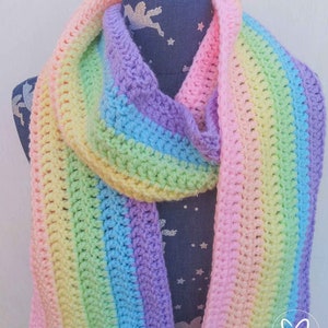 Rainbow Tasseled Scarf, Unicorn Scarf, Pastel Rainbow, Tasseled Scarf, Winter Scarf, Rainbow Scarf, Unicorn Inspired, Premium Quality Yarn image 6