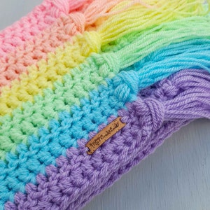 Rainbow Tasseled Scarf, Unicorn Scarf, Pastel Rainbow, Tasseled Scarf, Winter Scarf, Rainbow Scarf, Unicorn Inspired, Premium Quality Yarn image 2