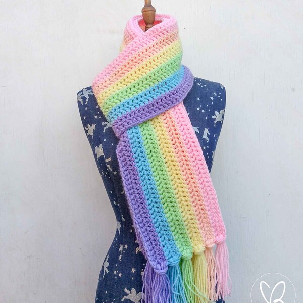 Rainbow Tasseled Scarf, Unicorn Scarf, Pastel Rainbow, Tasseled Scarf, Winter Scarf, Rainbow Scarf, Unicorn Inspired, Premium Quality Yarn