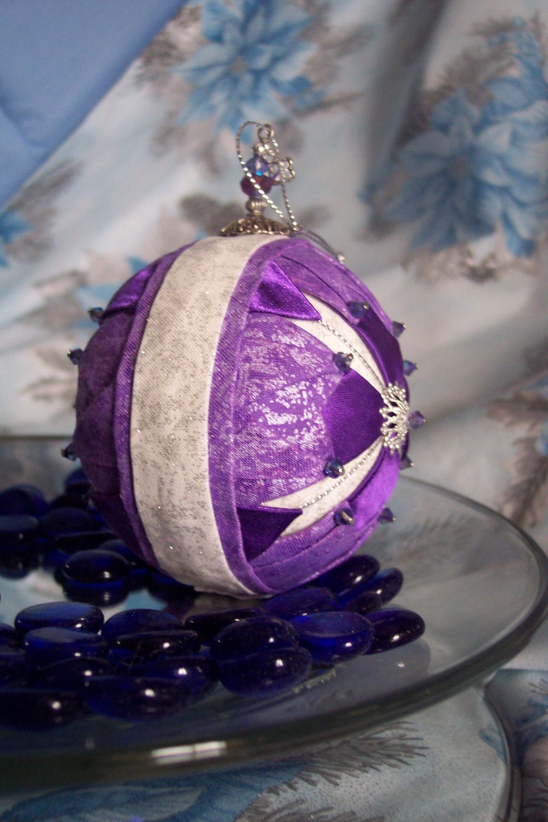 Bethlehem Star Quilted No Sew Ornament Purple Fabric Ornament Handmade