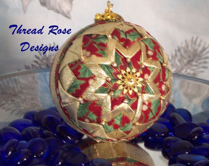 Quilted Christmas Tree Ornament Non Breakable Folded Fabric No Sew