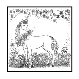 Unicorn With Flowers PDF Printable Coloring Page for All Ages. Instant Download - Etsy