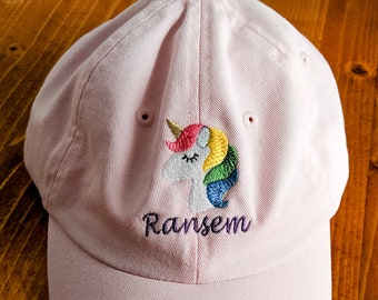 Custom Pink Unicorn Baseball Hat, Infant Toddler Girls Personalized Unicorn Cap, Newborn Baby Unicorn Shower Birthday Gift Idea