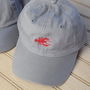 Red Lobster Cap, Youth Cap Hat, Infant Toddler Embroidered Gift Hat, Personalized Name Caps, Kids Cap & Hat, Lobster Hat