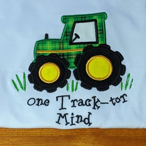 Custom Boys Tractor T-Shirts for Toddlers, Youth Infant Personalized Kids Tractor Shirt Embroidered, Applique Tractor Children Birthday Gift