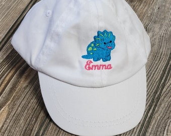 Custom Dinosaur Cap for Girls - Youth Adult Personalized Dinosaur Cap - Baseball Hat for Infant Toddler - Newborn Baby Shower Birthday Gift