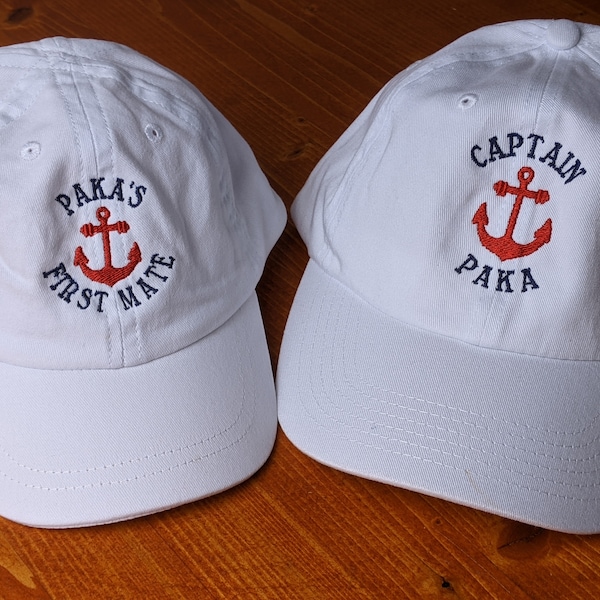 FIRST MATE Baseball Matching Cap Hat, Custom made sailor cap hat, personalized youth nautical cap hat, Infant toddler youth sailor hat
