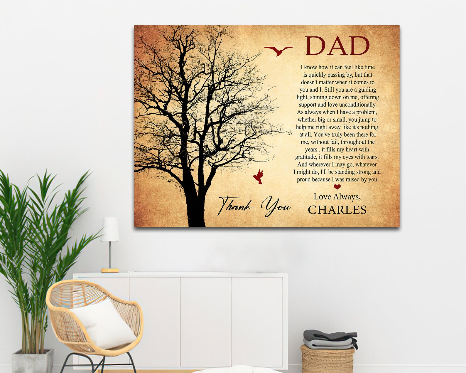 Personalized Thank You Dad Canvas Customized Dad Poem Wall Etsy