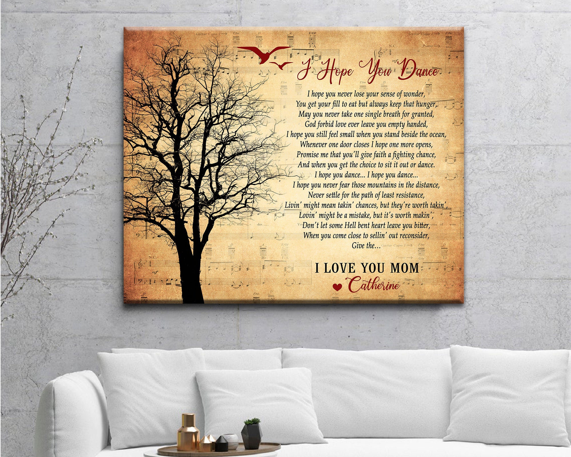 Personalized Song Lyrics Canvas I Hope You Dance Song Lyrics Etsy