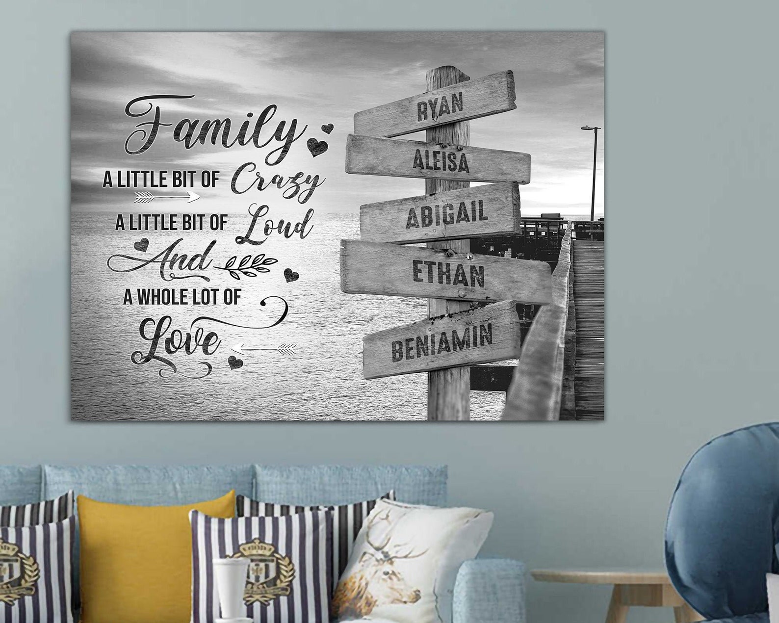 Personalized Family Name Canvas Custom Street Sign Multi Name Etsy