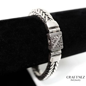 Men&#39;s Bali Bracelet | Men&#39;s Byzantium Dragon Bones Bracelet with Classic Jawan | Bali Silver Jewelry | Tulang Naga Bracelet