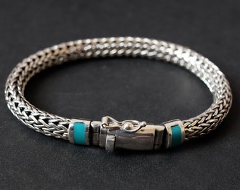 Mens Silver Chain Bracelet | Mens Byzantium Dragon Bones Bracelet | Bali Silver Jewelry 12MM
