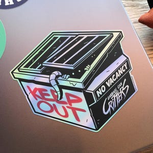 Garbage Can Critters Holographic Sticker - 3.5&quot; Die Cut Vinyl