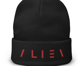 Alien Red Embroidered Beanie