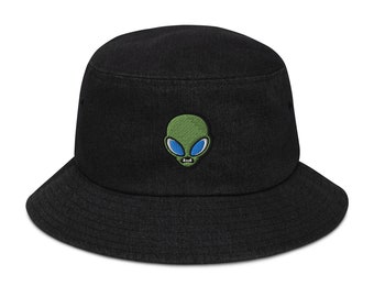 Alien Denim Bucket Hat | Sci-fi Hat | Science Fiction | Bucket Hat | Warm and Comfortable | Extraterrestrial Bucket Hat