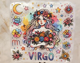 Zodiac Badge Reel With Beads: Virgo Acrylic ID Holder