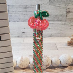Cherry rhinestone pen, custom gel pen, rhinestone pen, food themed pen, fruit theme rhinestone pen, cherry pen, teacher gift, coworker gift