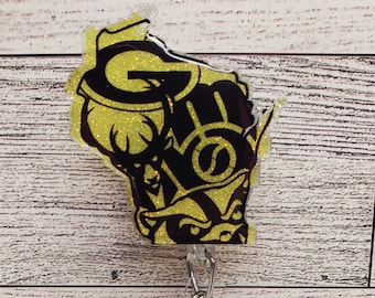 Wisconsin Sports Badge Reel: Glitter Acrylic ID Holder