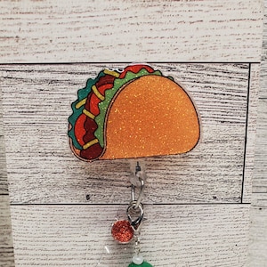 Taco Badge Reel: Glitter Food Badge Holder