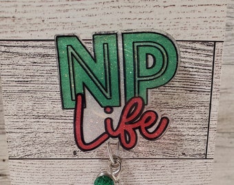 NP Life Badge Reel: Glitter Nurse Practitioner ID Holder