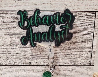 Behavior Analyst Badge Reel: Glitter Acrylic ID Badge Holder