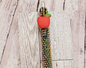 Apple Rhinestone Teacher Pen: Handmade Sharpie Gel Pen