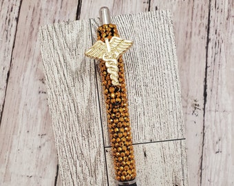 Caduceus Rhinestone Pen: Handmade Healthcare Doctor Gift